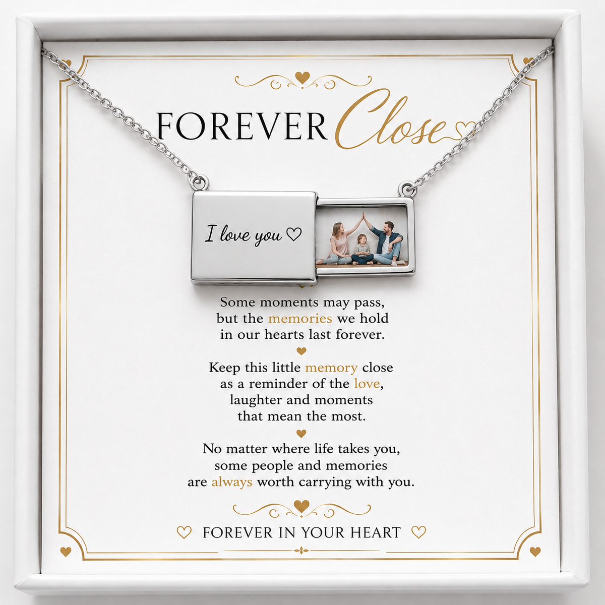 Personalised Hidden Photo Necklace - Engraved Keepsake