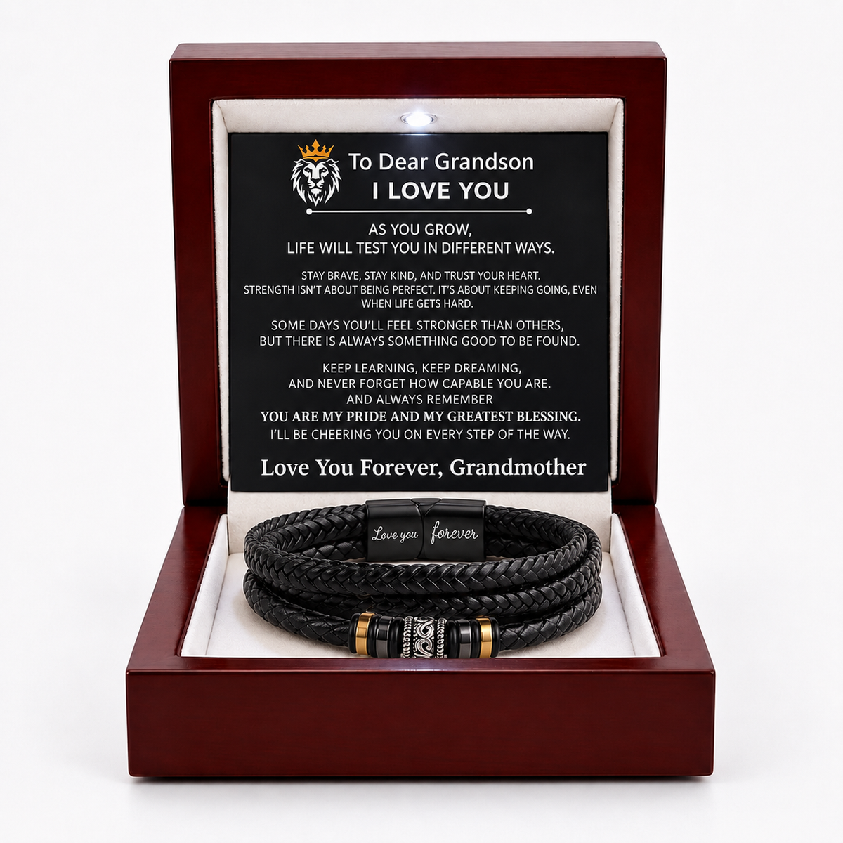 To Grandson - Engraved Love You Forever Bracelet from Grandmother
