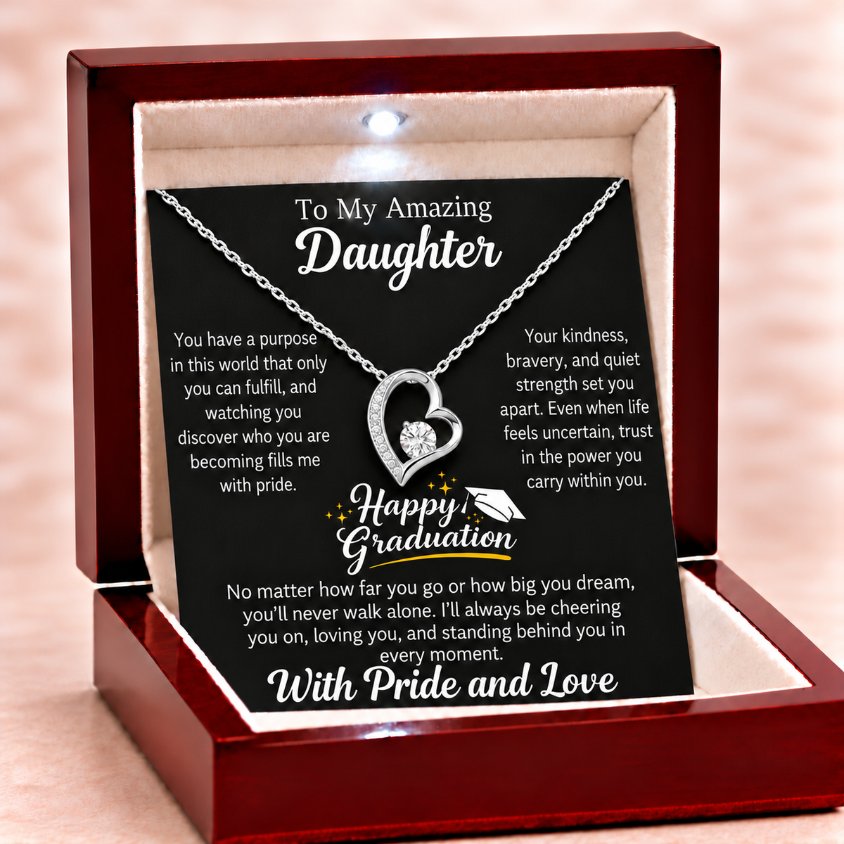 Happy Graduation Dear Daughter Bound by Love Necklace - We are Proud of you