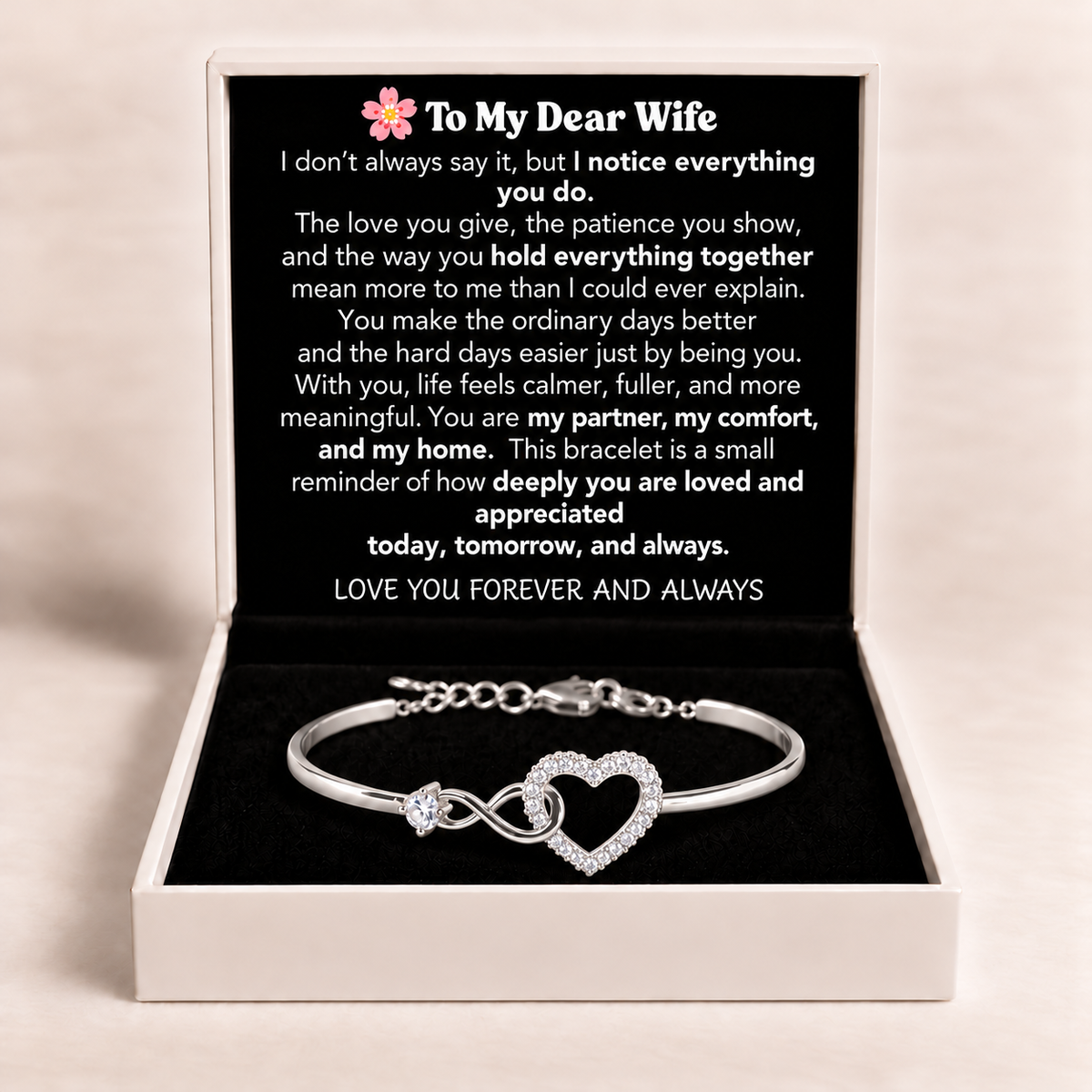 To My Dear Wife - Infinity Heart Bracelet - Love You Forever