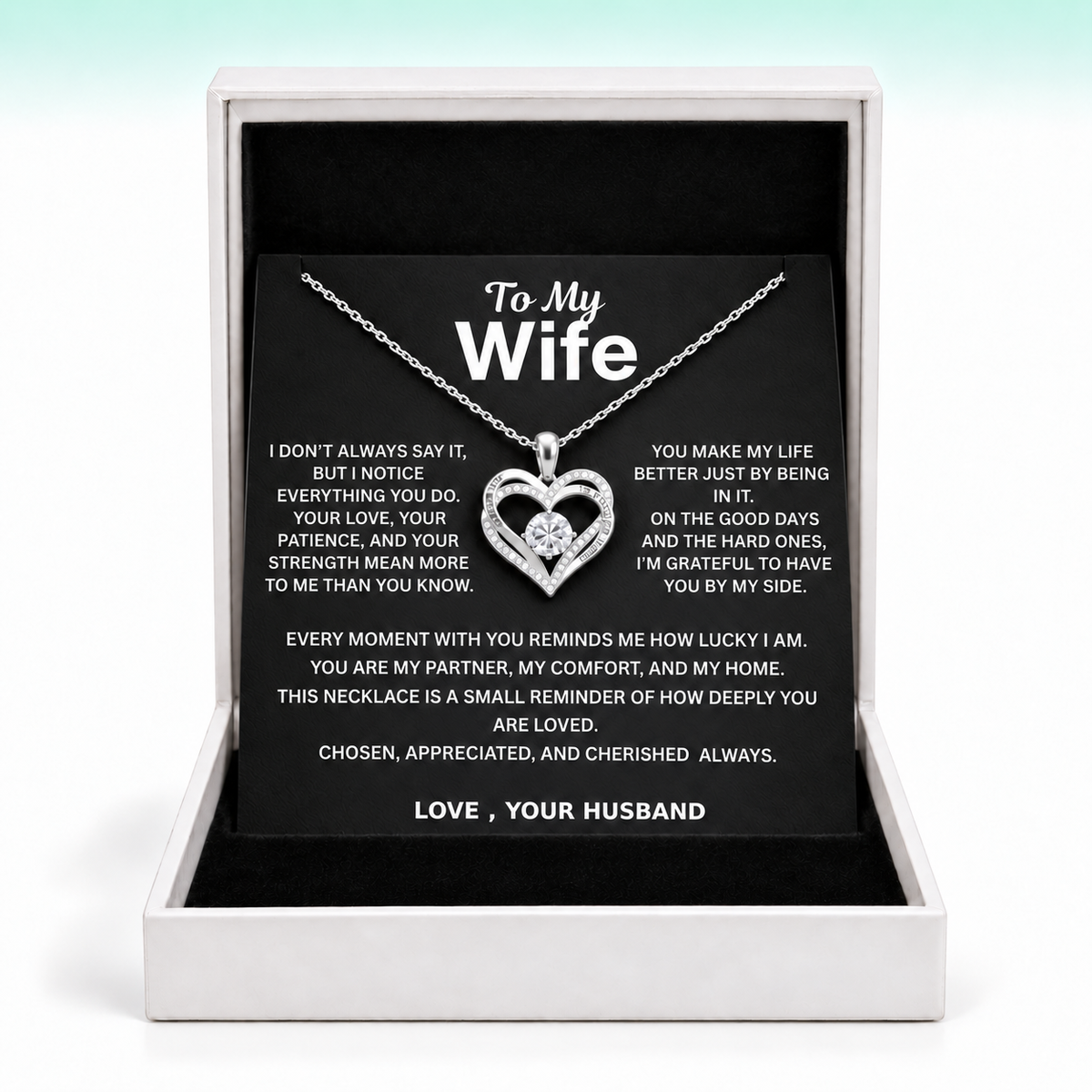 To My Wife - Forever & Always Heart Necklace