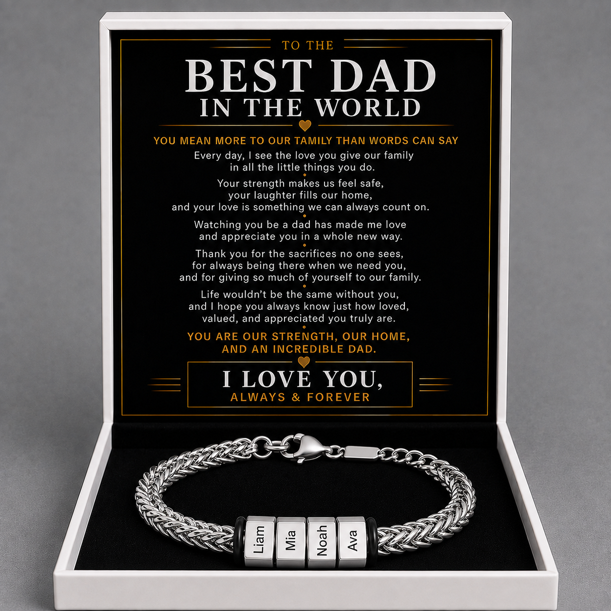 All My Loves Personalised Bracelet  - To the Best Dad in the World