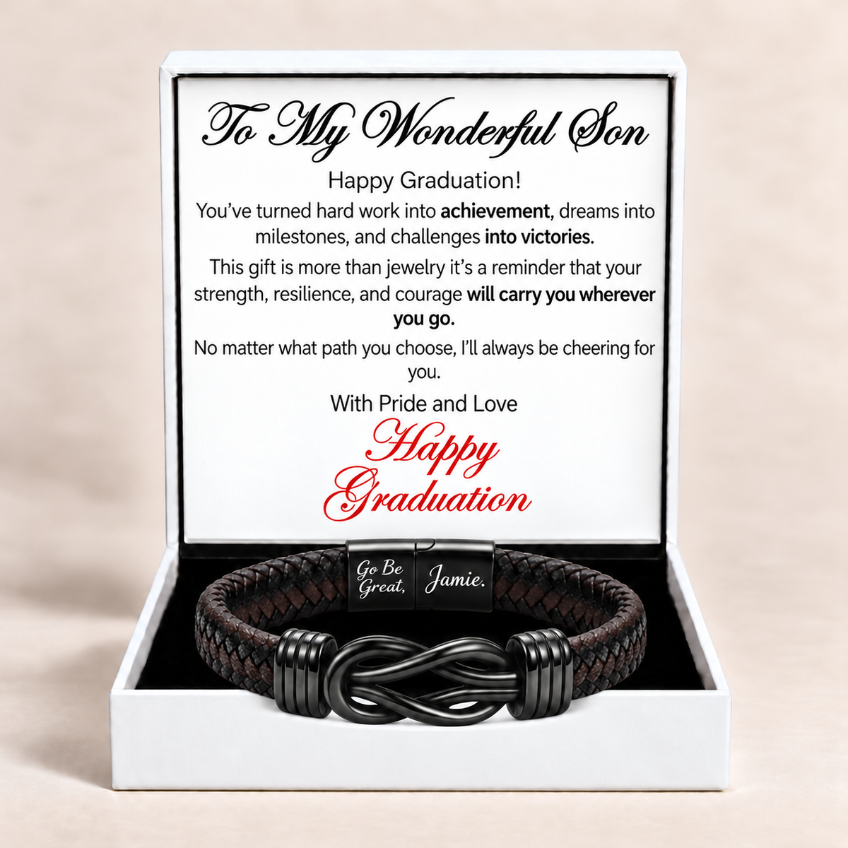 To My Son - Go Be Great Personalised Graduation Bracelet