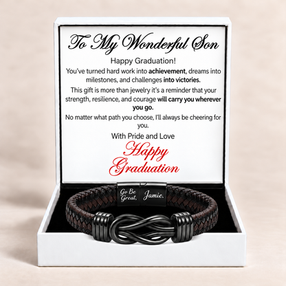 To My Son - Go Be Great Personalised Graduation Bracelet