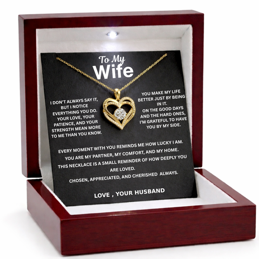 To My Wife - Forever & Always Heart Necklace