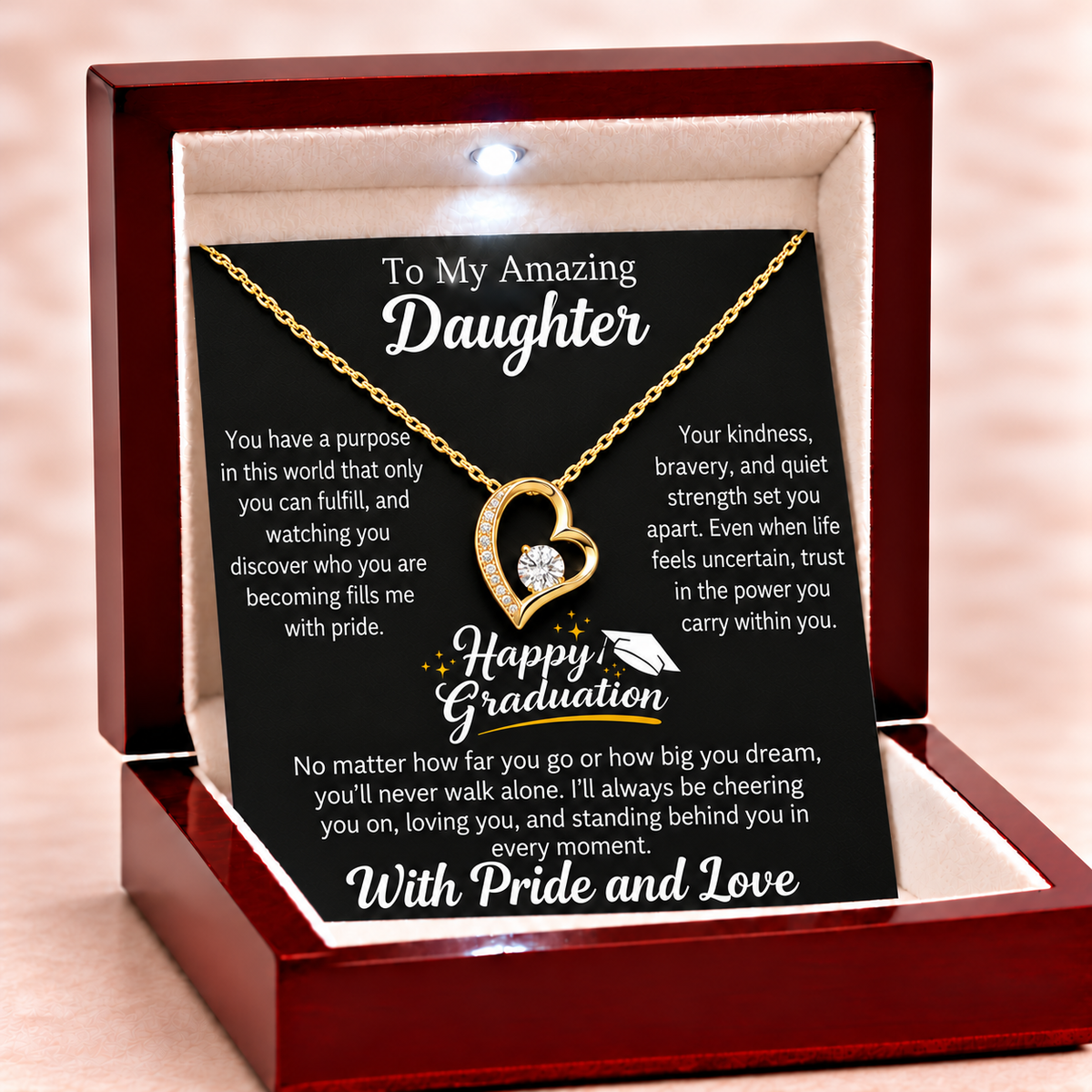 Happy Graduation Dear Daughter Bound by Love Necklace - We are Proud of you