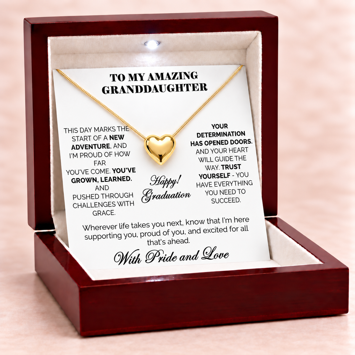 Happy Graduation Dear Granddaughter Close to My Heart Necklace - Always Cheering You On