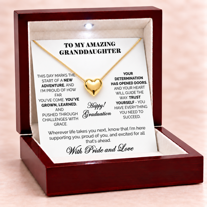 Happy Graduation Dear Granddaughter Close to My Heart Necklace - Always Cheering You On