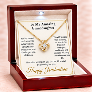 Happy Graduation Dear Granddaughter Eternal Knot Necklace - So Proud of You