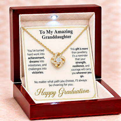 Happy Graduation Dear Granddaughter Eternal Knot Necklace - So Proud of You