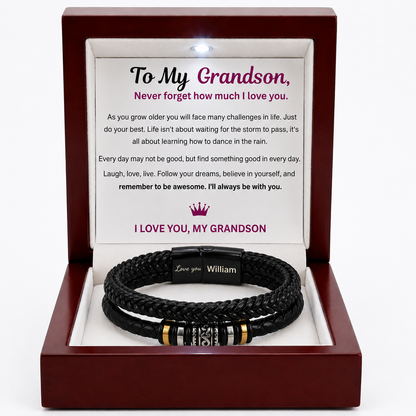 For Grandson  - I Will Always Be With You - Personalized Double Row Bracelet