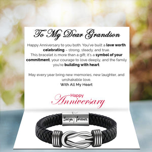 Happy Anniversary Dear Grandson Bound by Strength Bracelet - Lead With Heart