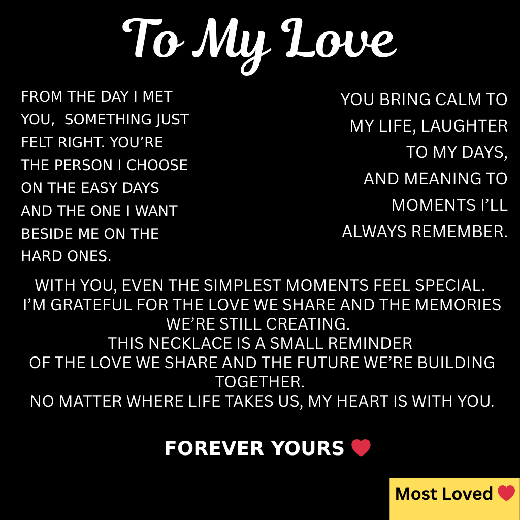 To My Love - Infinity Heart Necklace - Forever Bound