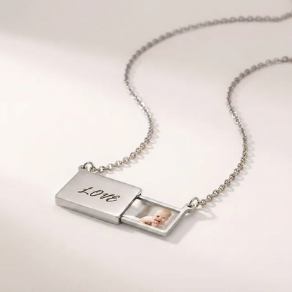 Personalised Hidden Photo Necklace -  Engraved Keepsake
