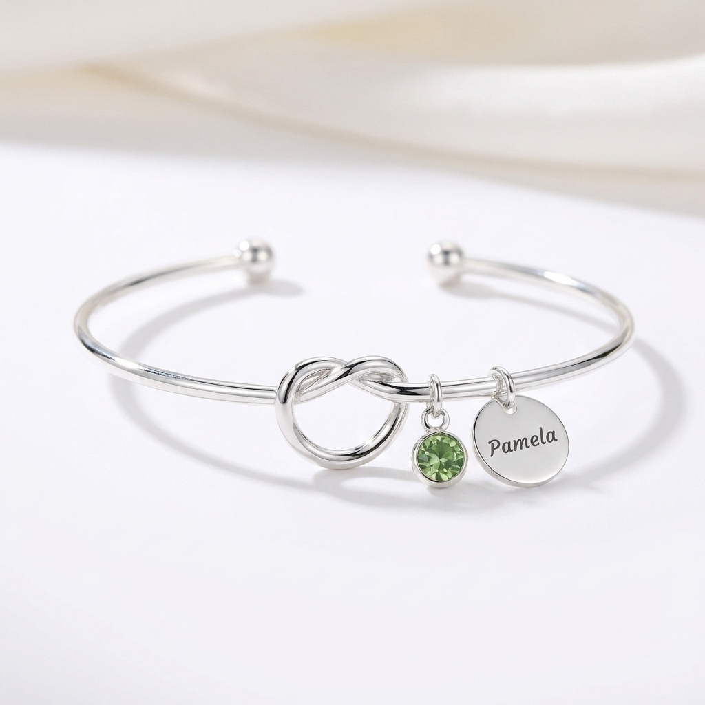 To My Daughter - Personalised Initial & Birthstone Infinity Cuff Bracelet