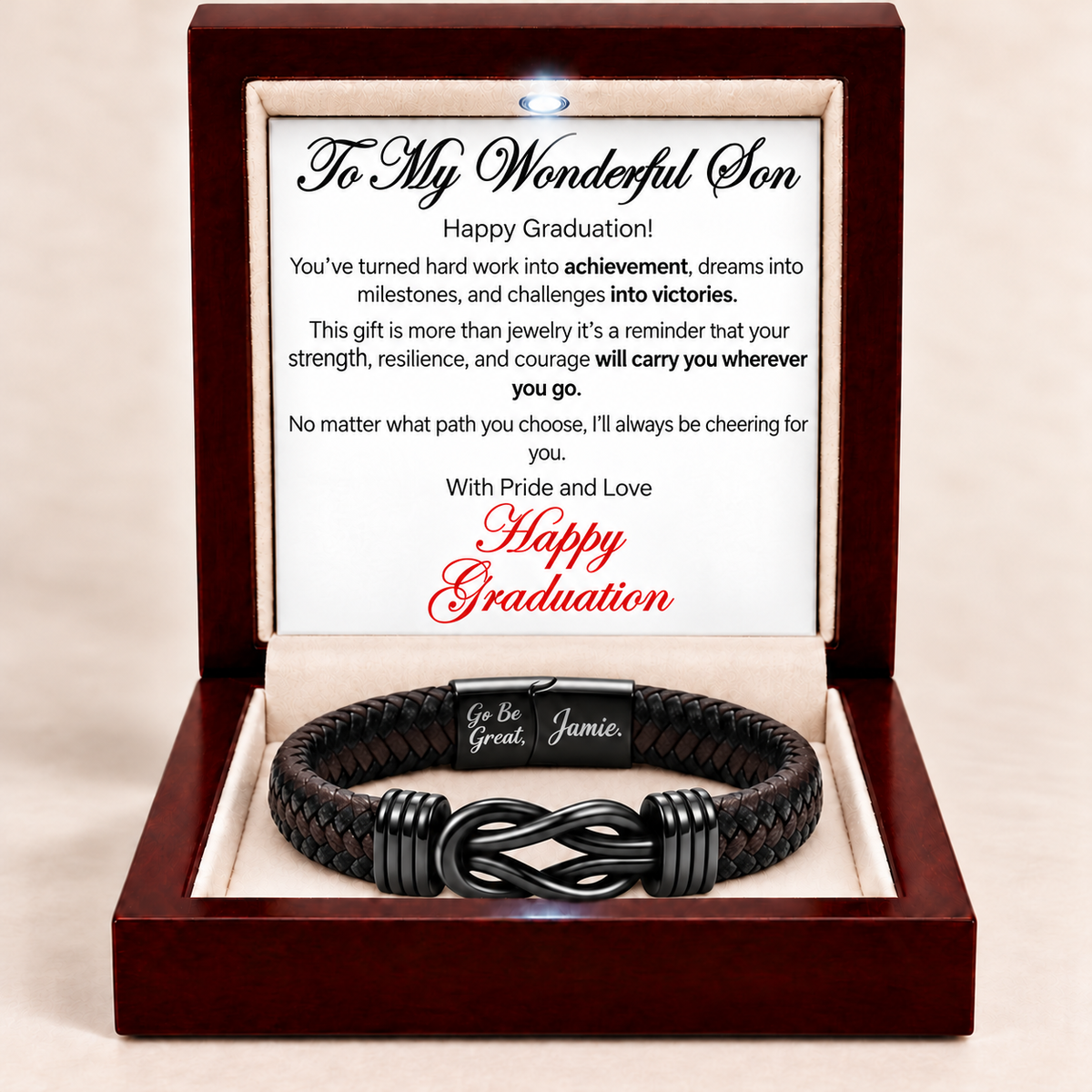 To My Son - Go Be Great Personalised Graduation Bracelet