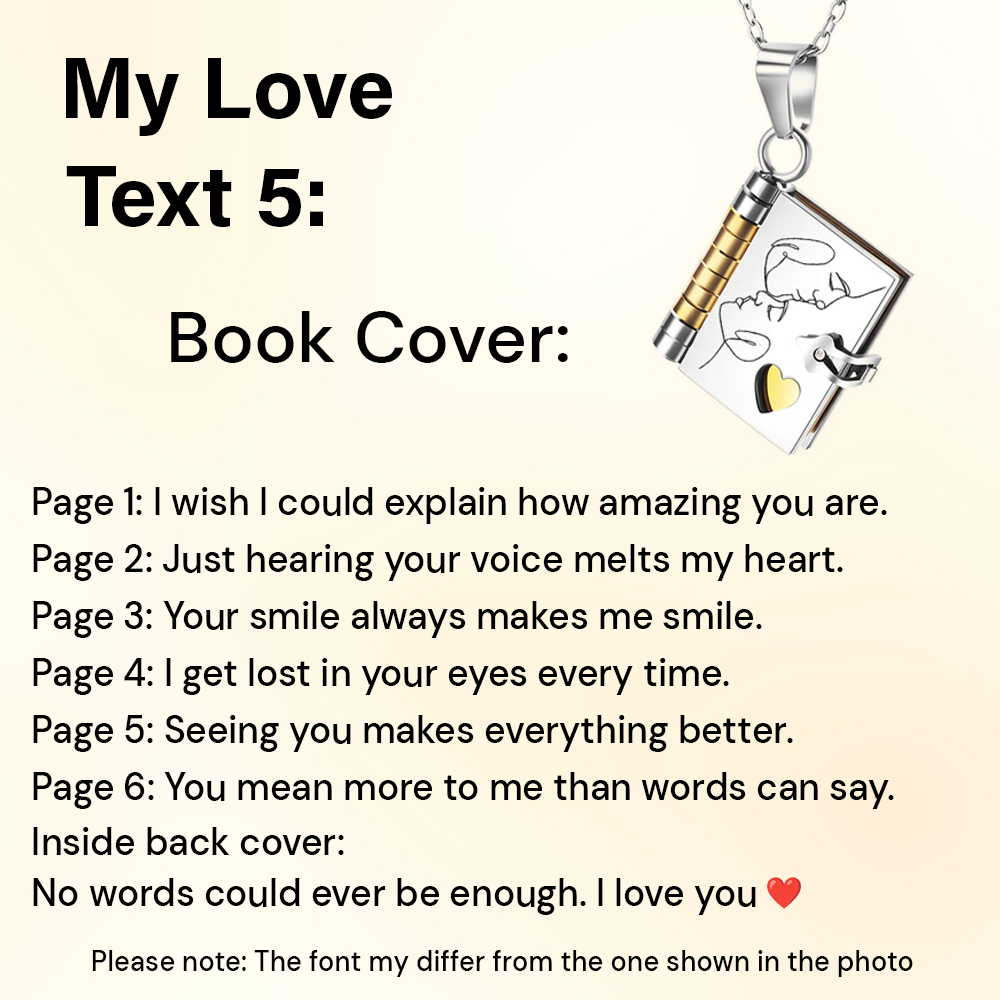 Engraved My Love Book Necklace - A Timeless Romantic Gift for Your Loved One