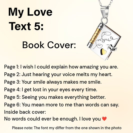 Engraved My Love Book Necklace - A Timeless Romantic Gift for Your Loved One