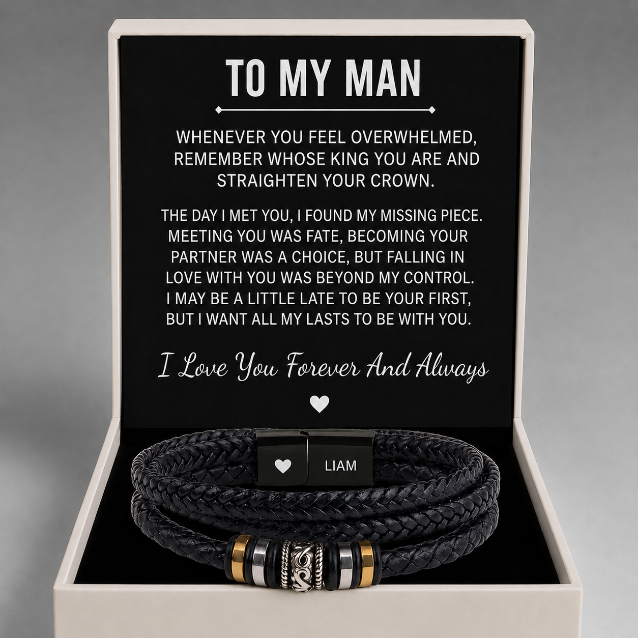 To My Man - Personalised Name Love You Forever Bracelet