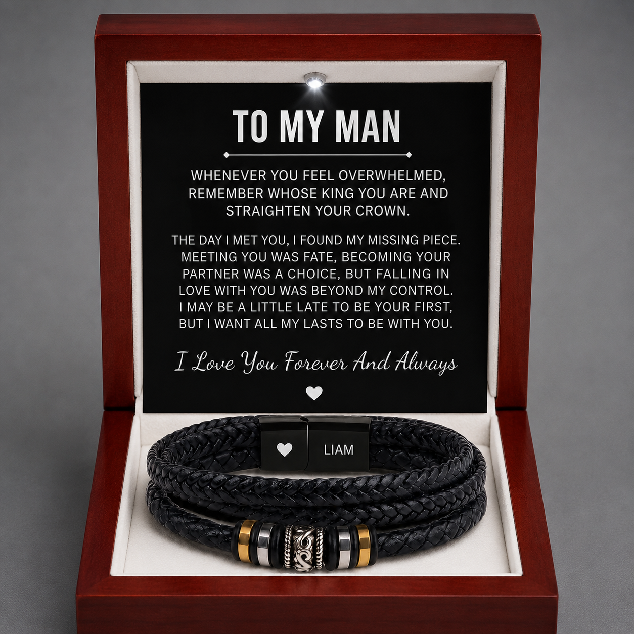 To My Man - Personalised Name Love You Forever Bracelet