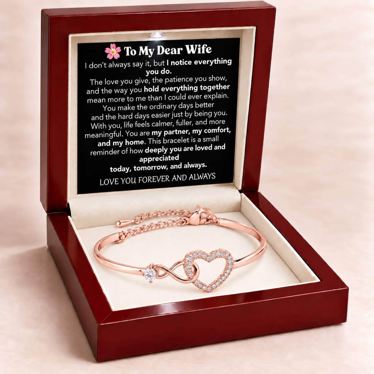 To My Dear Wife - Infinity Heart Bracelet - Love You Forever