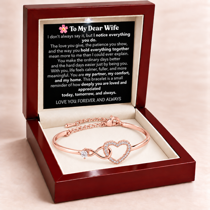 To My Dear Wife - Infinity Heart Bracelet - Love You Forever