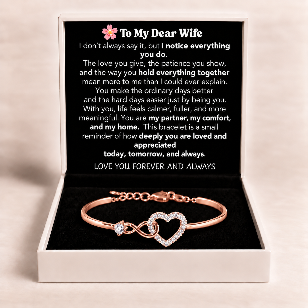 To My Dear Wife - Infinity Heart Bracelet - Love You Forever