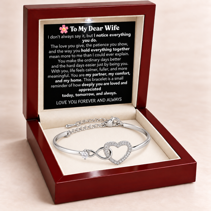 To My Dear Wife - Infinity Heart Bracelet - Love You Forever