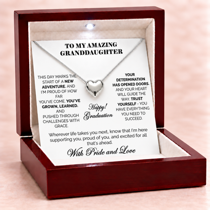 Happy Graduation Dear Granddaughter Close to My Heart Necklace - Always Cheering You On