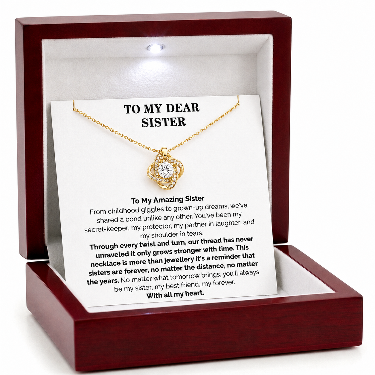To My Dear Sister Eternal Knot Necklace - Sister, My Forever Friend