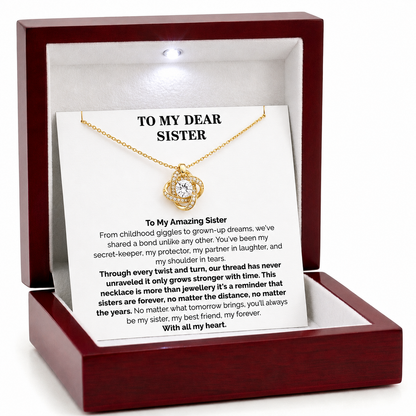 To My Dear Sister Eternal Knot Necklace - Sister, My Forever Friend