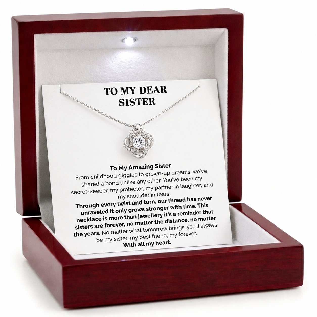 To My Dear Sister Eternal Knot Necklace - Sister, My Forever Friend