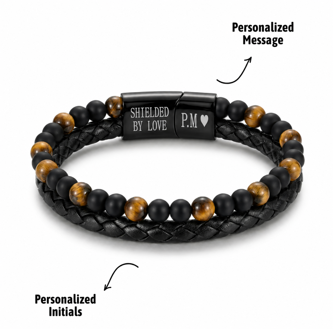 To My son Engraved Tiger Eye  Bracelet