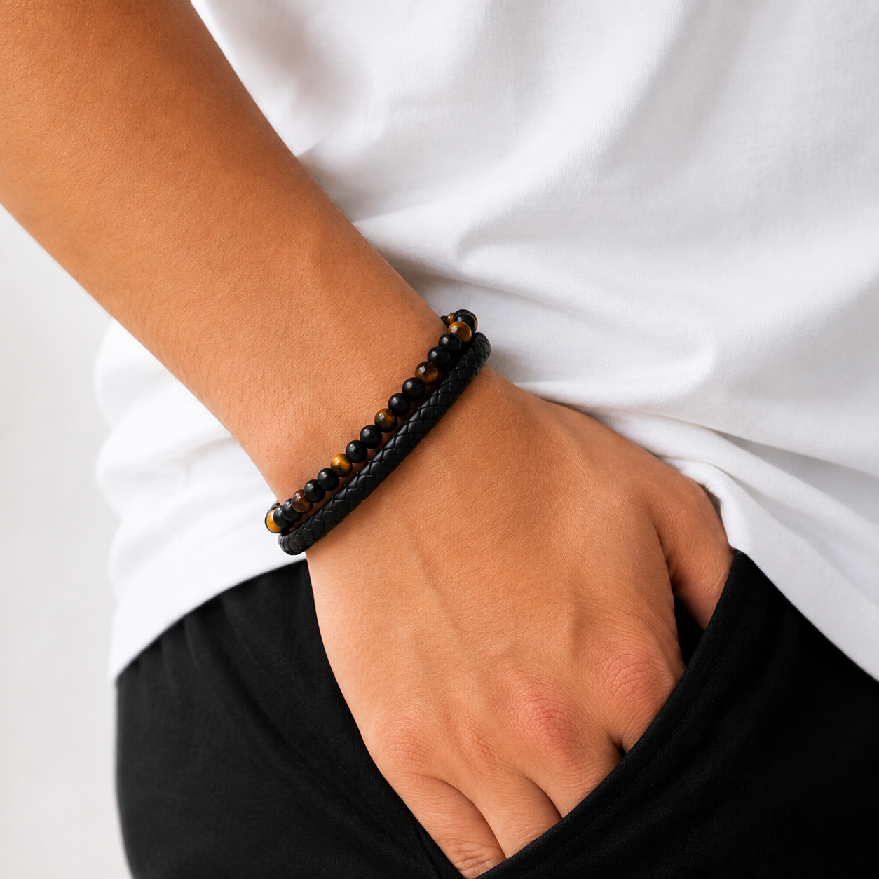 To My son Engraved Tiger Eye  Bracelet