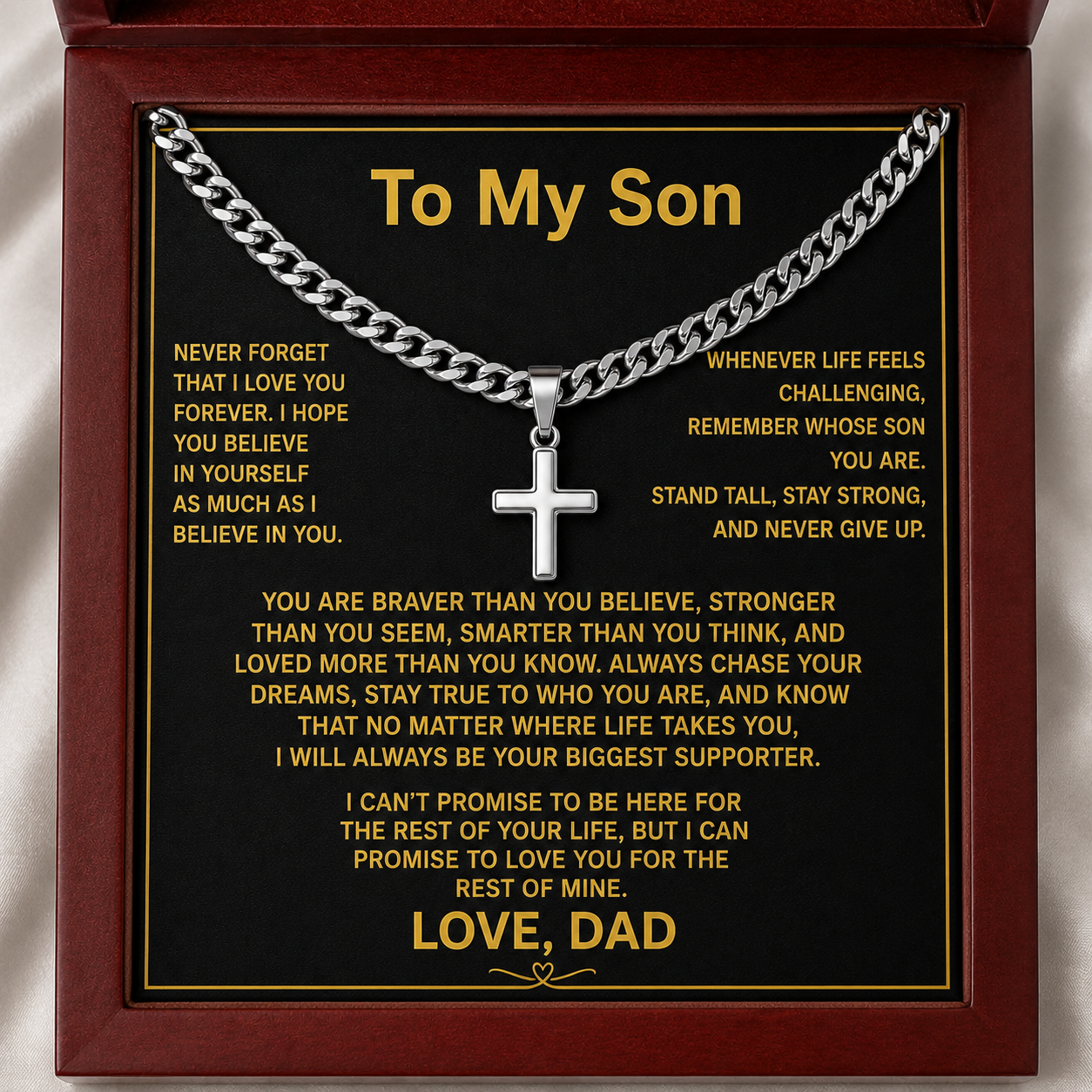 To My Son Cross Necklace  - A Promise of Love