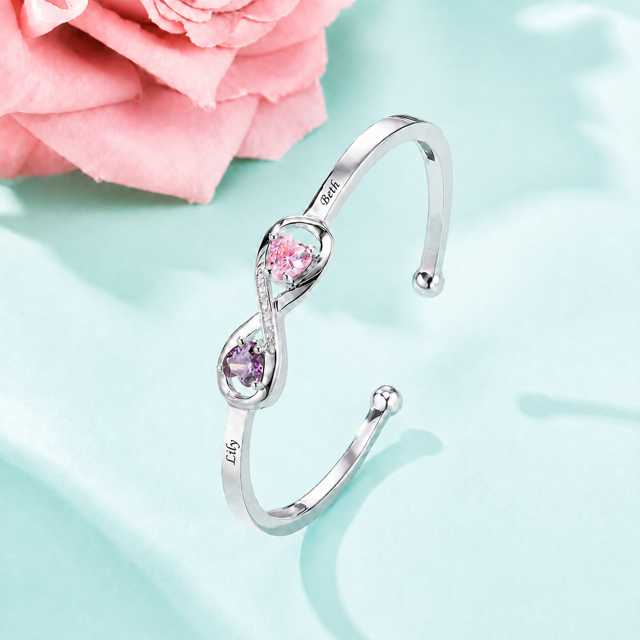 To My Daughter - Personalised Birthstone Infinity Bracelet