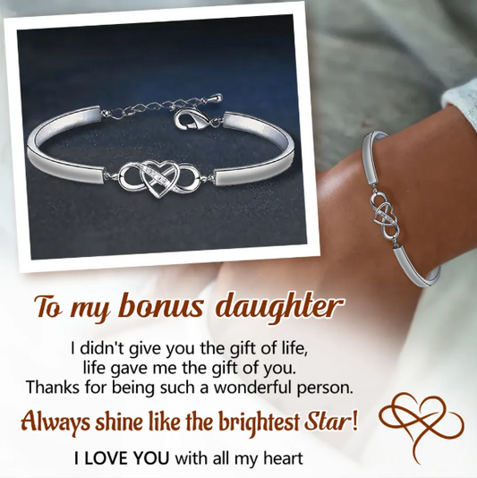 For Bonus Daughter - Always Shine Like The Brightest Star Infinity Heart Bracelet