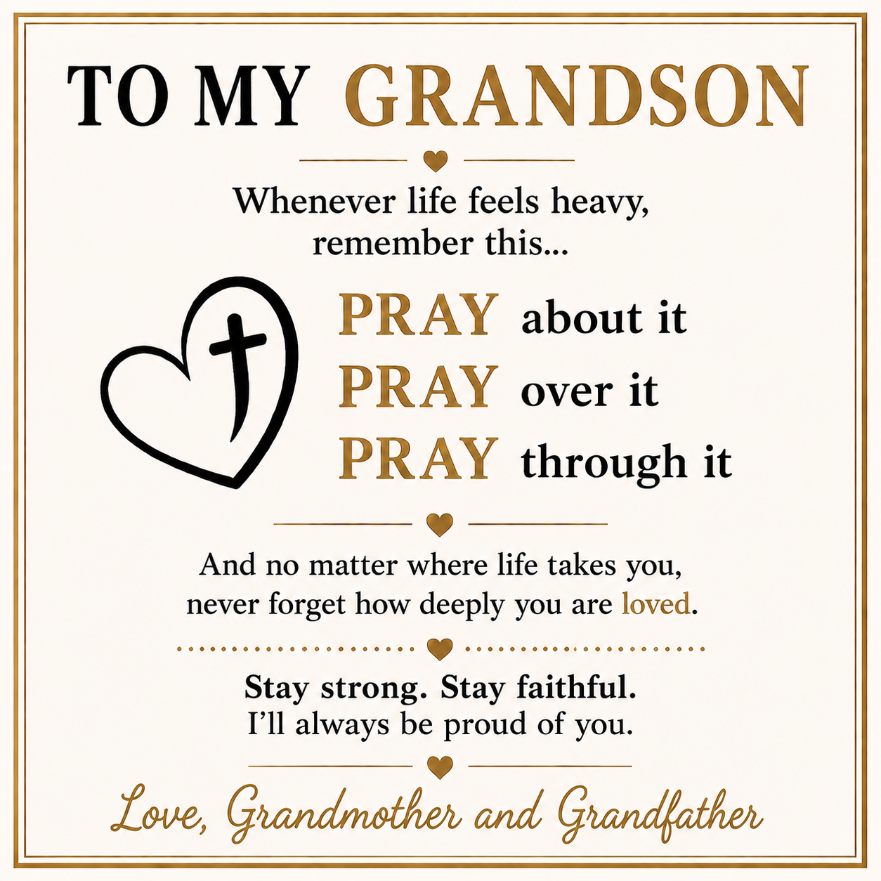 To My Grandson - Cross Leather Bracelet - Love You Forever Engraving