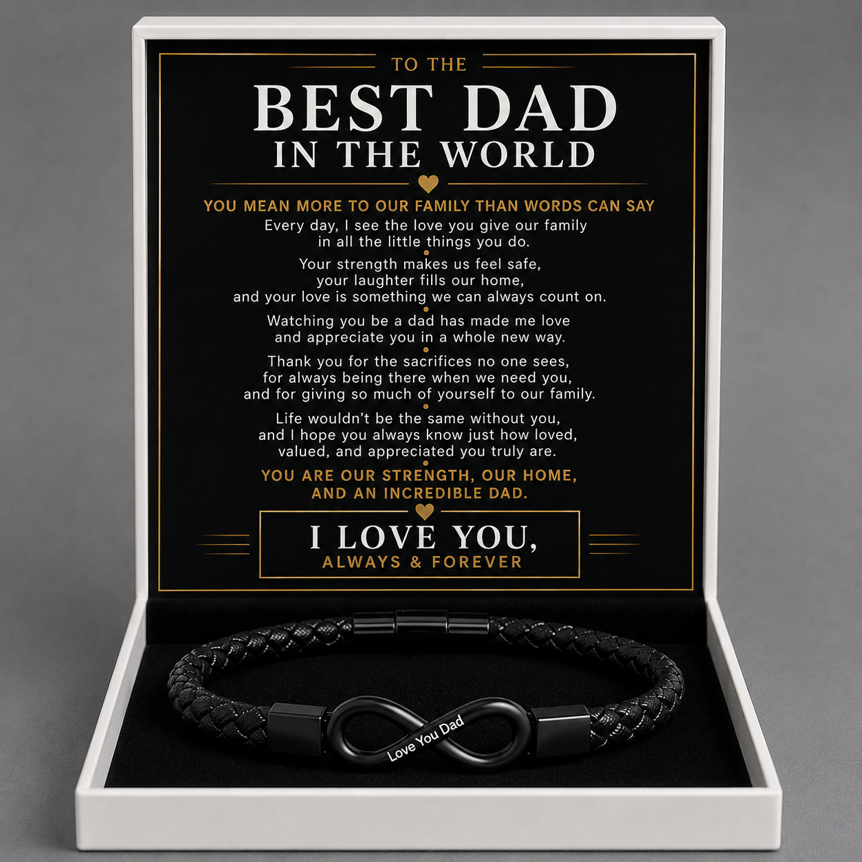 To My Dad – Forever Connected Infinity Bracelet With Engraving