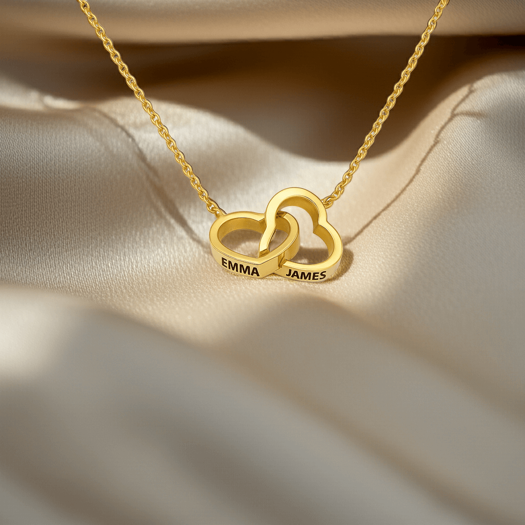Interlocking Hearts Name Necklace - Grandmother and  Granddaughter