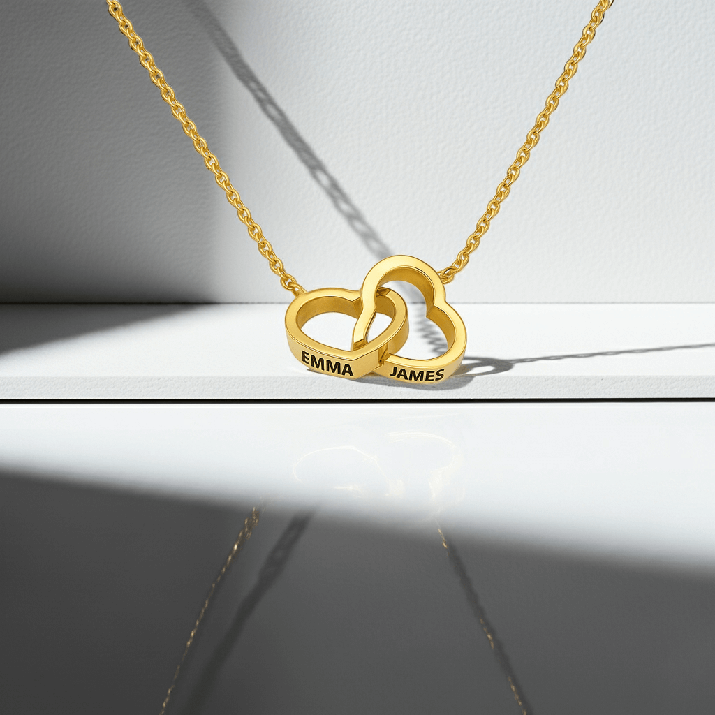 Interlocking Hearts Name Necklace - Mother and  Daughter
