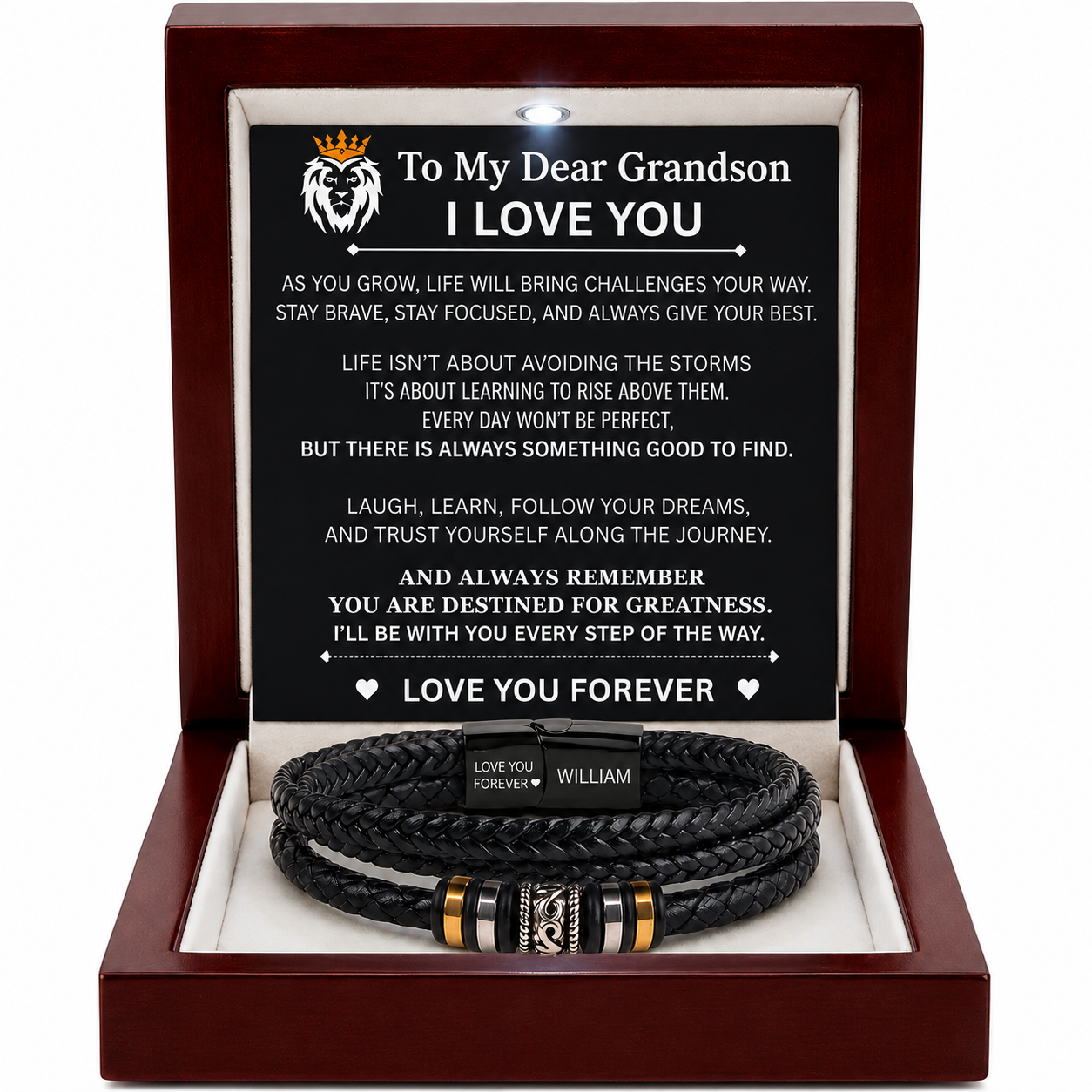To My Grandson Personalised  name Love You Forever Bracelet