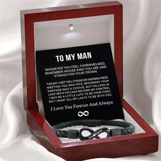 To My Man – Forever & Always Infinity Bracelet with Engraving