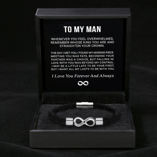 To My Man – Forever & Always Infinity Bracelet with Engraving