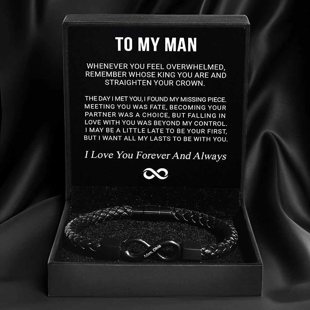 To My Man – Forever & Always Infinity Bracelet with Engraving