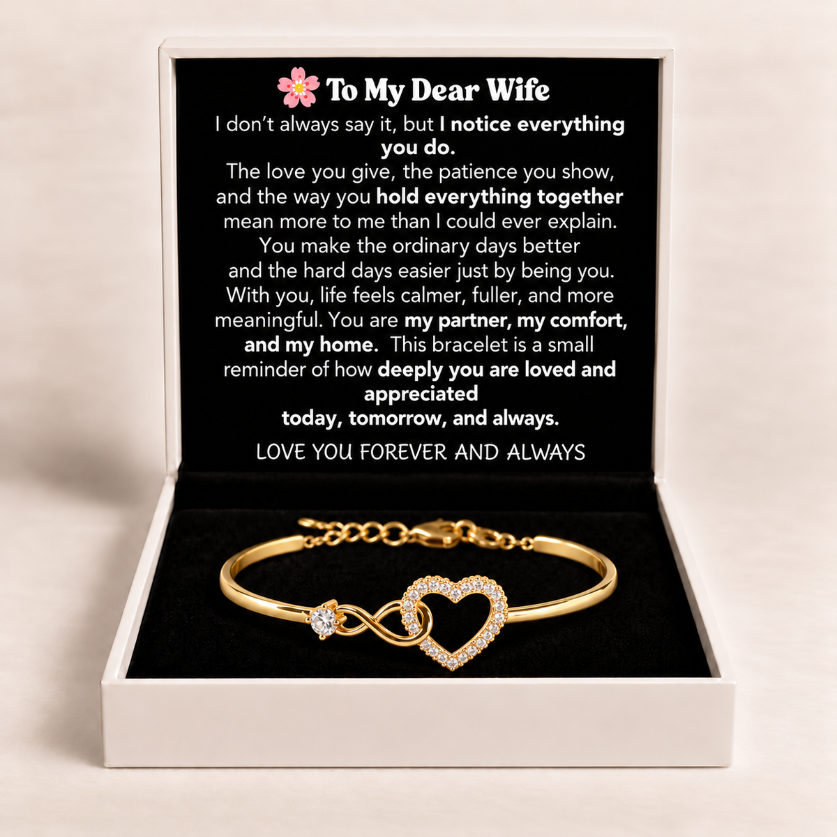 To My Dear Wife - Infinity Heart Bracelet - Love You Forever