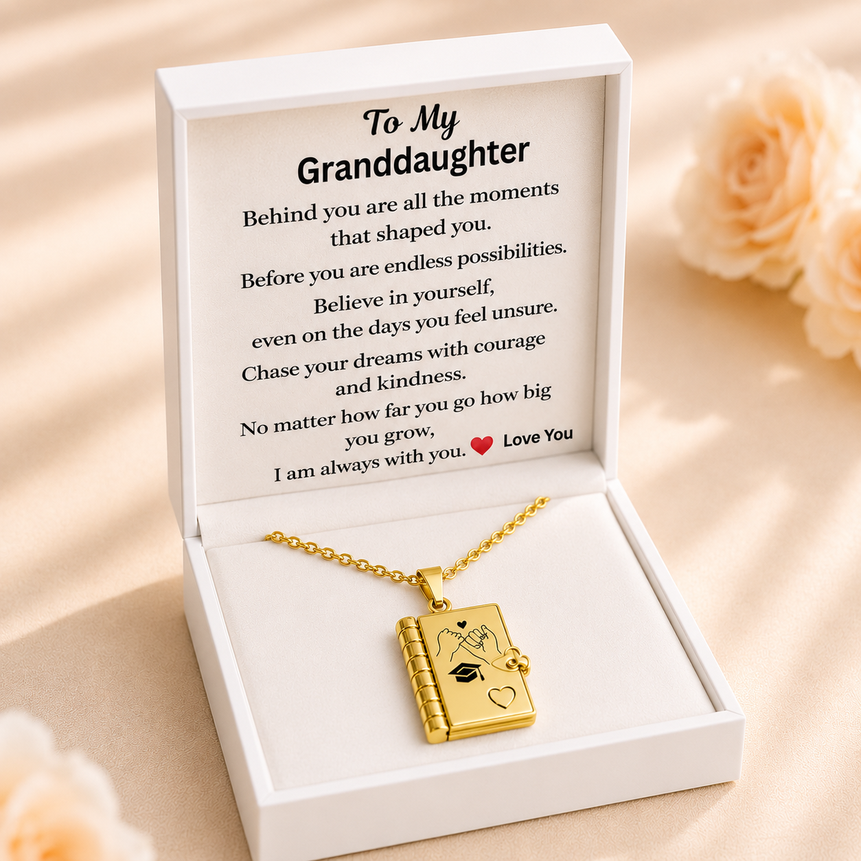 To My Granddaughter -  Graduation Book Locket Necklace