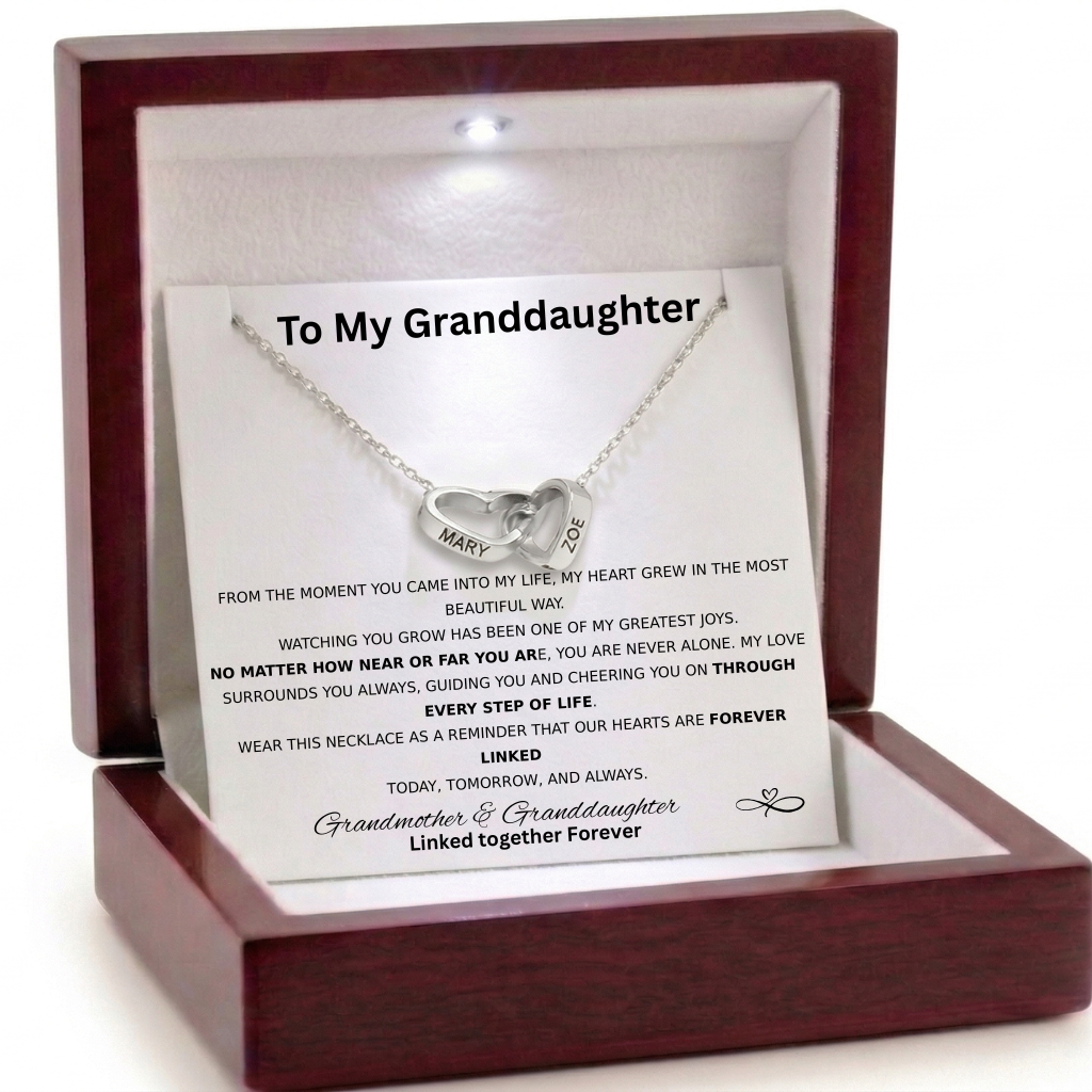Interlocking Hearts Name Necklace - Grandmother and  Granddaughter