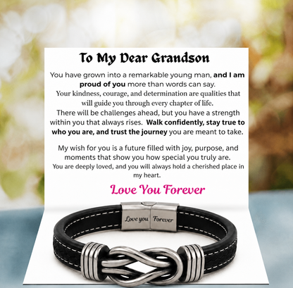 To My Grandson – Bold Steps Infinity Bracelet Engraved Love You Forever - Vintage Finish