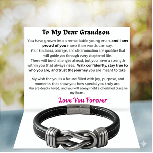To My Grandson – Bold Steps Infinity Bracelet Engraved Love You Forever - Vintage Finish